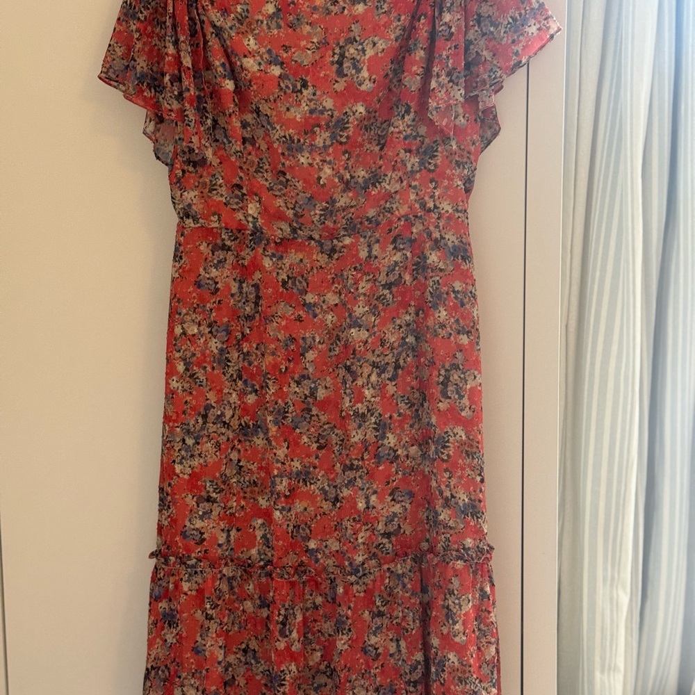 Adelyn Rae Red Floral Midi Dress